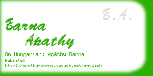 barna apathy business card