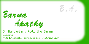 barna apathy business card